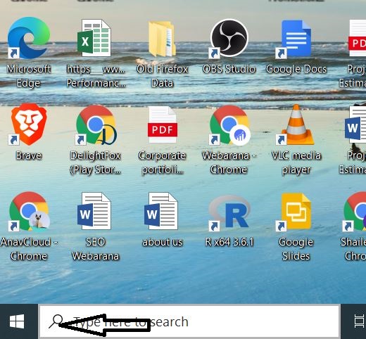 click on windows icon