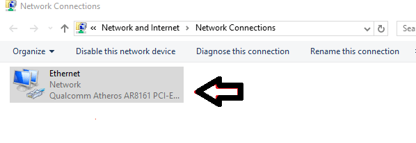 click Right button on ethernet