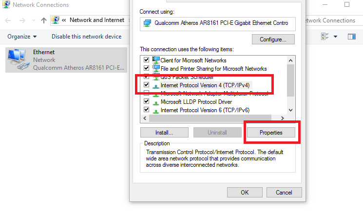 click on Ipv4