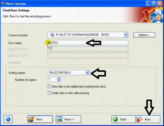 final Burn Setting
