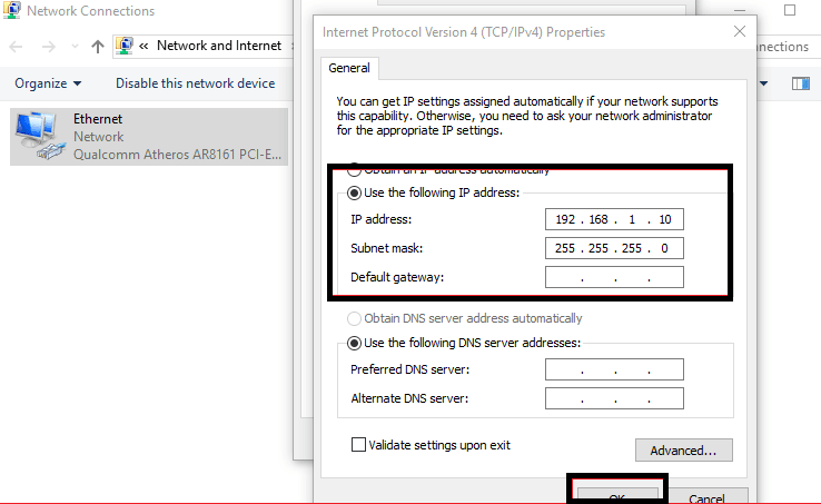 set ip and subnet