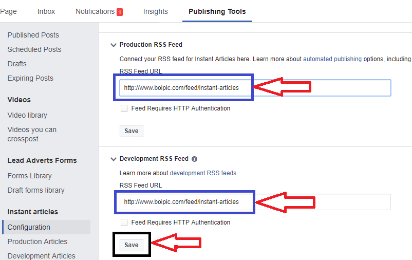 add facebook instant articles rss feed