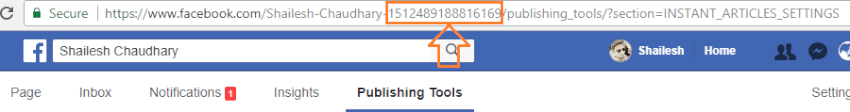 copy facebook page app id