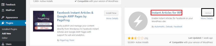facebook instant article plugin for
