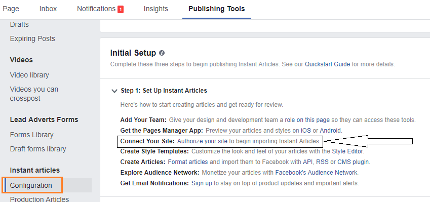 instant articles publishing tools
