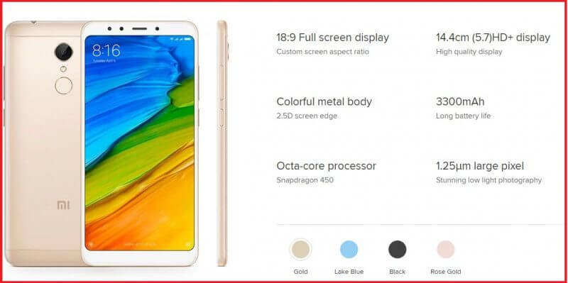 redmi 5 spcs