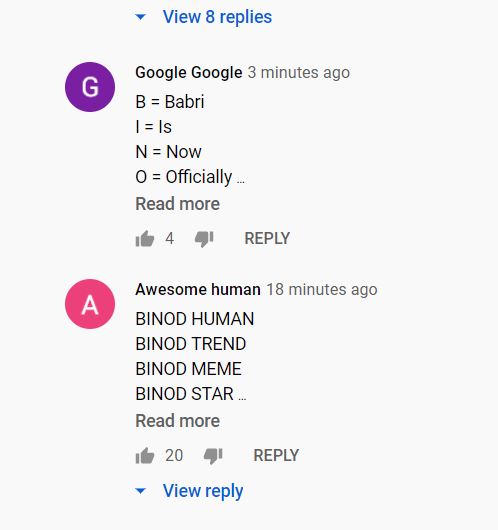 Binod comment