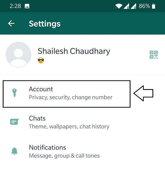 click on account