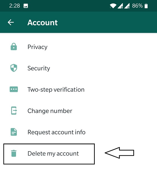 click on delete my account