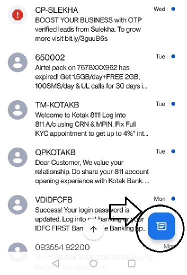 SMS Icon Par click Open kare