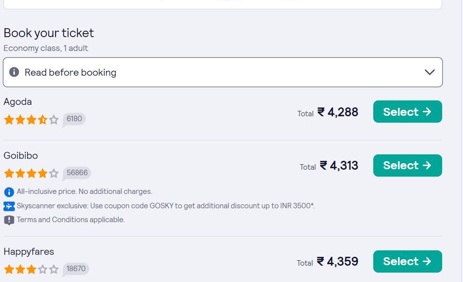 Skyscanner Ticket Booking Portal