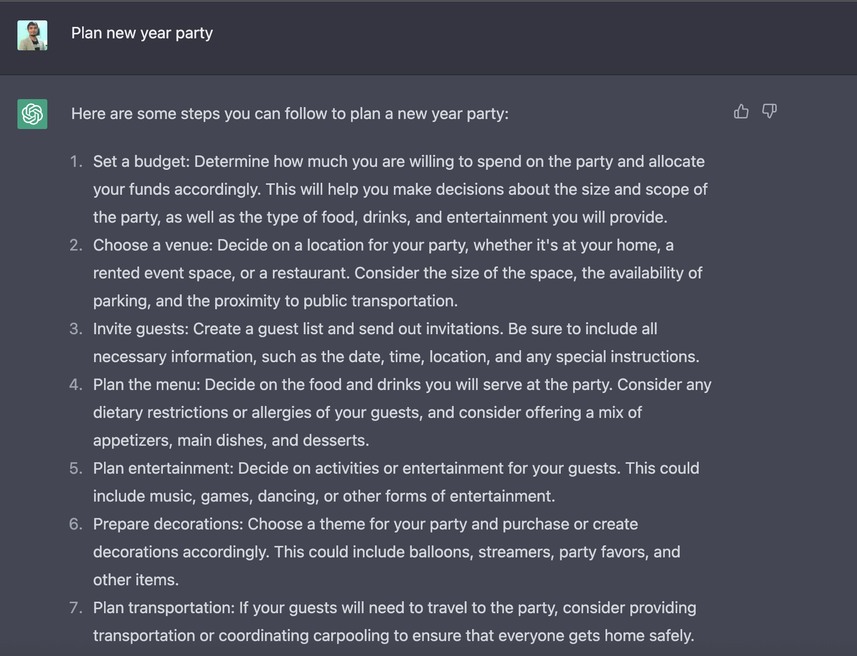 Plan New Year Party Using ChatGPT