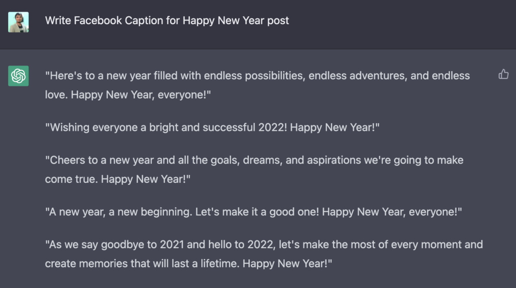Social Media Caption using ChatGPT